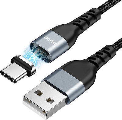Hoco U96 Braided / Magnetic USB 2.0 Cable USB-C male - USB-A male Μαύρο 1.2m