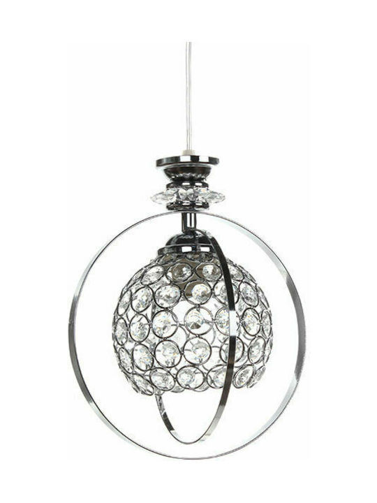 Keskor Pendant Lamp with Crystals E27 Silver