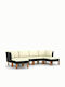 Corner Sofa Outdoor Rattan with Pillows 242x64.5x67cm