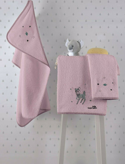 Makis Tselios Home Baby Hooded Bath Towel Margo Pink 75x75cm