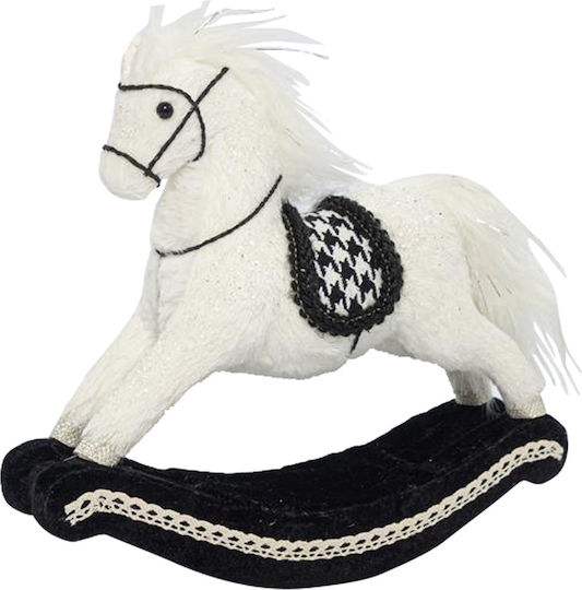 Eurolamp Weihnachtliche Stoff Figur Pferd Weiß Höhe 28cm