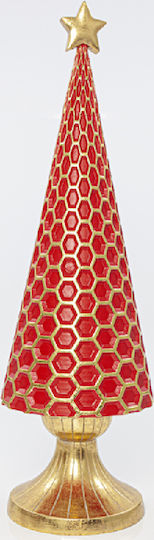Χριστουγεννιάτικο Διακοσμητικό Κεραμικό Δεντράκι Κώνος 47εκ. Κόκκινο
