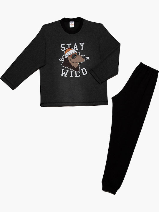 Minerva Kids' Pajamas Winter Gray Stay Wild