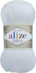 Alize Diva Acrilic 55 Alb 350m 100gr