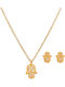Dalee Dalee Hamsa Hand Set with Necklace & Earrings from Steel Gold Plated