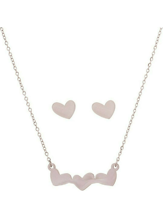 Dalee Dalee Triple Heart Set with Necklace & Earrings from Steel