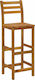 Stool Bar with Backrest Wooden Acacia 4pcs 42x36x110cm