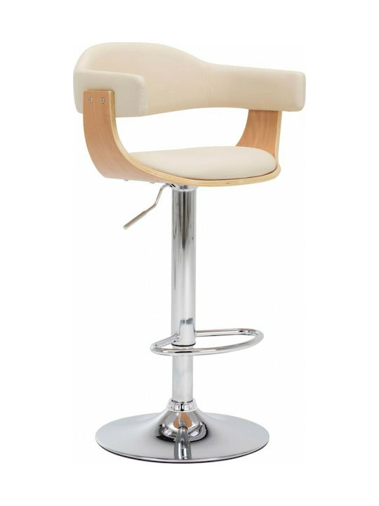 Stool Bar with Back & Adjustable Height Cream 2pcs 53x48x88cm