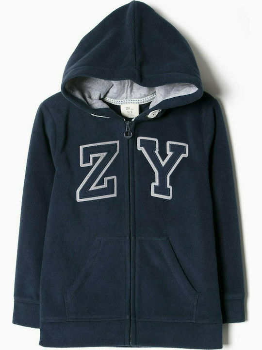 Zippy Boys Fleece Hooded Sweatshirt with Zipper Navy Blue