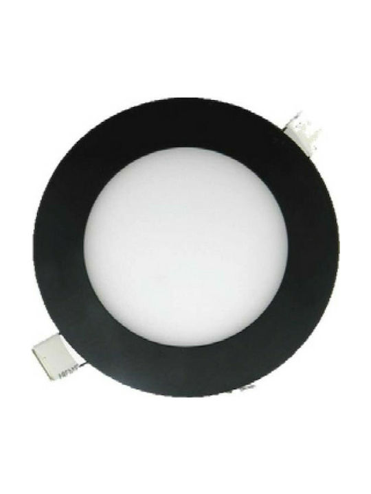 Atman Rotund Metalic Spot Încorporat cu LED Integrat și Lumină Alb Natural Negru 8.5x8.5cm.