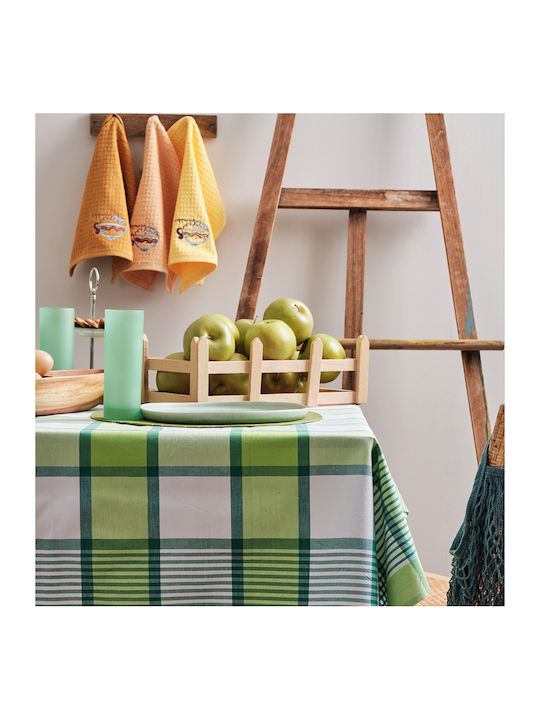 Cokitex Chloe Cotton Checkered Tablecloth Green 140x140cm