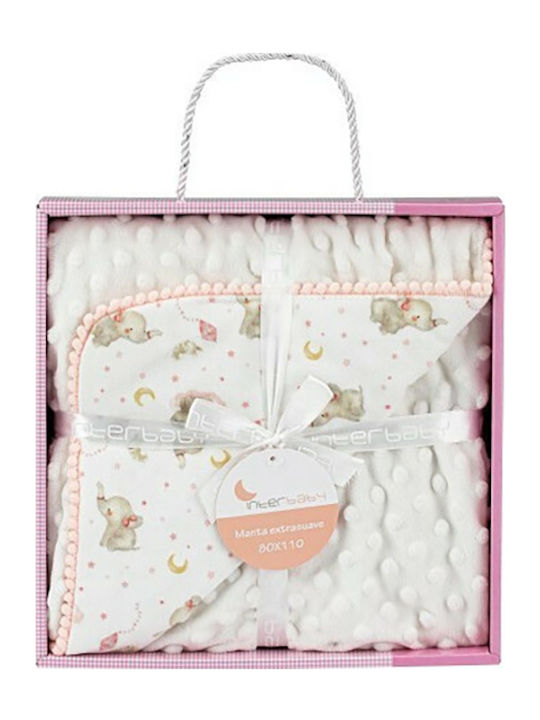 Interbaby Decke Wickeltücher für Kinderzimmer Elefante Vlies Rosa 80x110cm