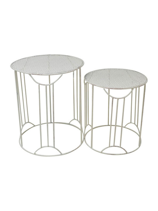 Round Metal Zigon Tables Μπεζ L48xW48xH57cm