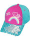 Kids' Hat Jockey Fabric Magic Rainbow Sequin Light Blue