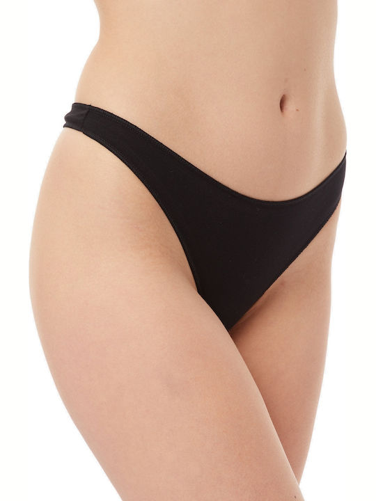 Miss Βαμβακερά Γυναικεία String 2Pack Μαύρα