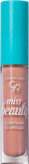 Golden Rose Miss Beauty Glow Shine 3D Lip Gloss 3 Soft Peach Nude Chic 4.5ml