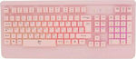 White Shark Mikasa Gaming Tastatur mit Beleuchtete Tasten (Englisch US) Rosa