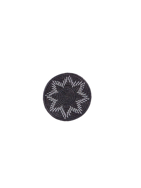Nef-Nef Homeware Wall Decor Plate Mystery Black and White Wicker Material 28x6x28cm