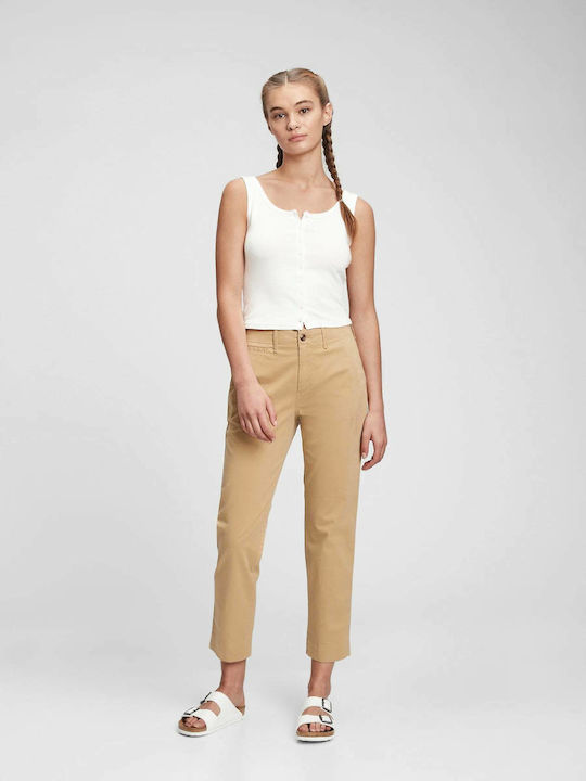 GAP Women's Cotton Trousers in Straight Line Brown