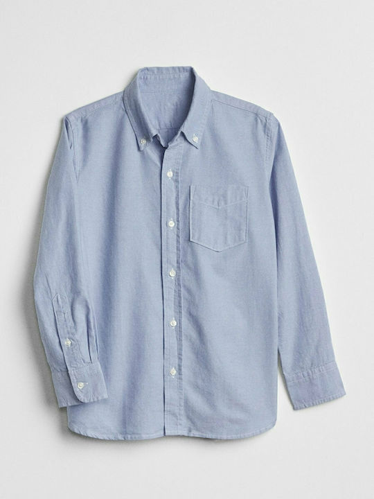 Kids Shirt Long Sleeve Blue Oxford