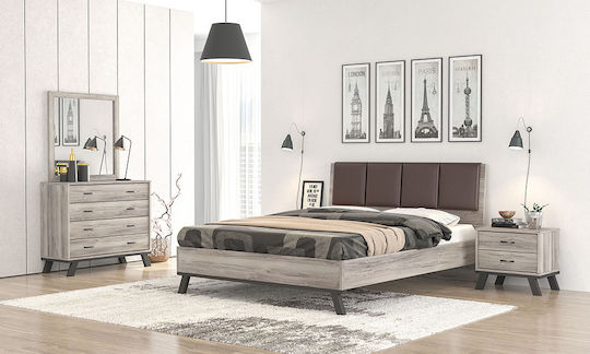 Bedroom Furniture Set No 69 Καφέ / Σταχτί 160x200cm 5pcs