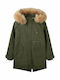 Charlotte Kinder Parka Lang mit Kapuze Khaki