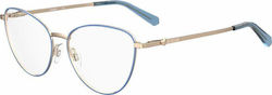 Moschino Metal Eyeglass Frame Cat Eye Blue MOL587 MVU