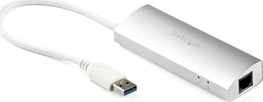 StarTech USB-Hub mit 4 Anschlüssen USB 3.0 mit Anschluss an einen Computer USB-A Ethernet Weiß