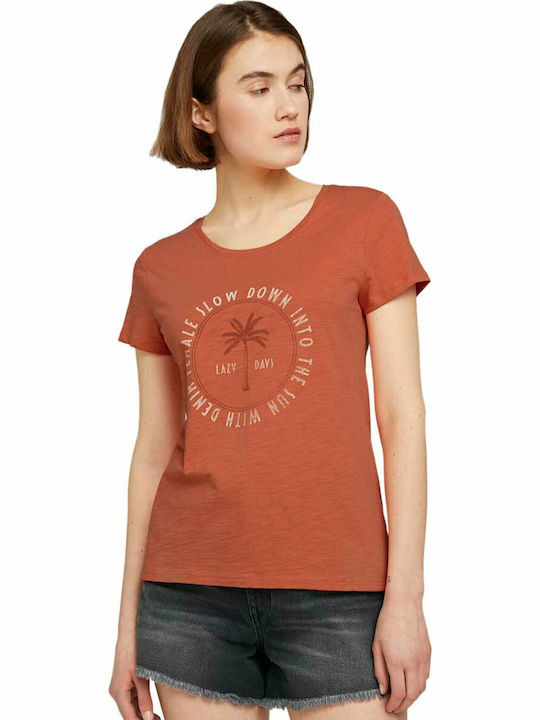 Tom Tailor Γυναικείο T-shirt Sundown Coral με Στάμπα