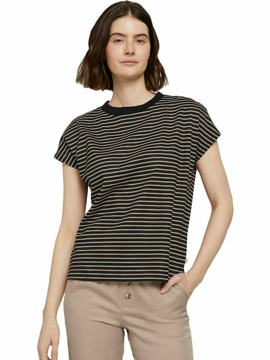 Tom Tailor Women's T-shirt Striped Black