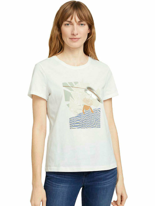 Tom Tailor Femeie Tricou Dove White