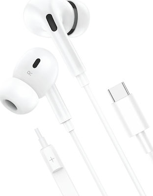 Leewello EJ-025 In-ear Handsfree με Βύσμα USB-C Λευκό