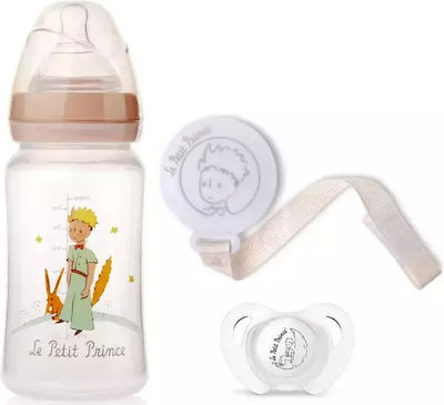 Kiokids Σετ Πλαστικά Μπιμπερό με Θηλή Σιλικόνης 240ml για 6+ μηνών 3τμχ Ροζ Le Petit Prince