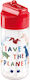 Miquelrius Dinosaurs Kids Water Bottle Dinosaur Plastic with Straw Transparent 430ml