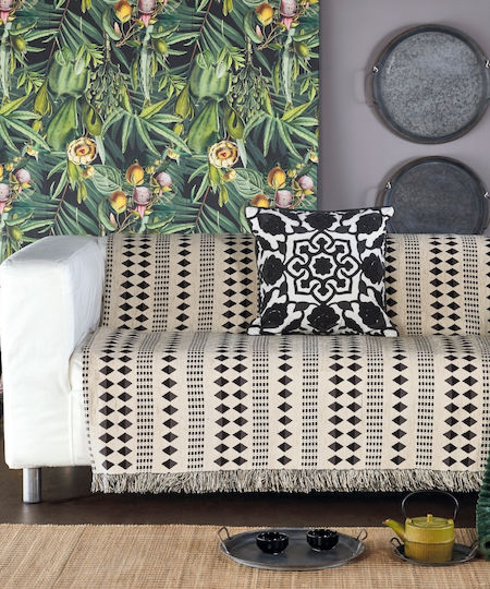 Kentia Three-Seater Sofa Throw Edgar 180x300cm 24 Beige / Black