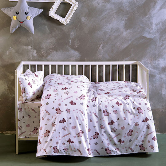 SB Home Sweet Baby Baby Sheets Set Crib Cotton Pink 120x160cm 3pcs