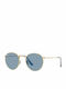 Ray Ban Round Metal Unisex Sunglasses with Gold Metal Frame and Blue Lens RB3447 001/56
