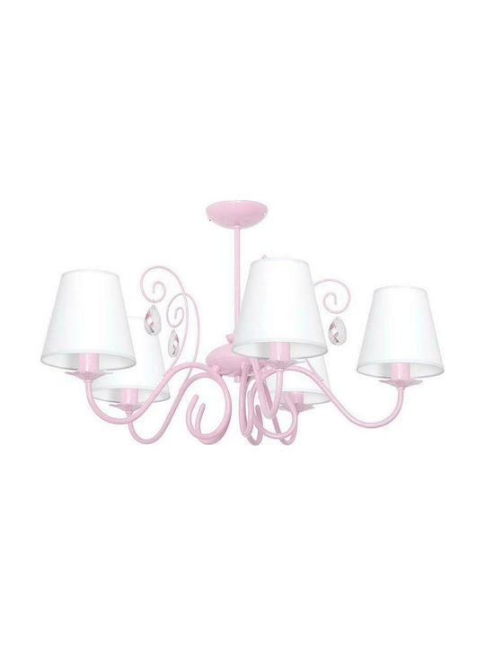 Laura Multi Bulbs Kids Lighting Pendant Metallic 60W with Drive Size E14 In Pink Colour