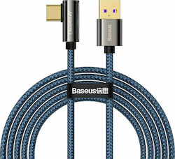 Baseus Legend Series Angle (90°) / Braided USB 2.0 Cable USB-C male - USB-A male 66W Blue 2m (CACS000503)