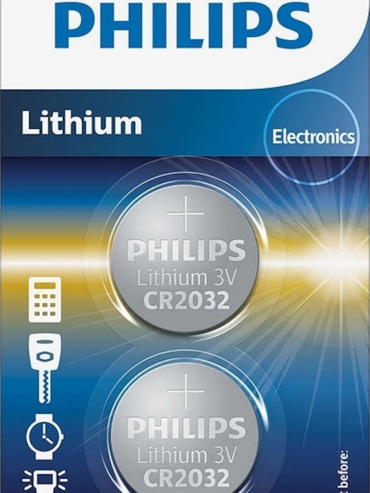 Philips Μπαταρίες Λιθίου Ρολογιών CR2032 3V 2τμχ