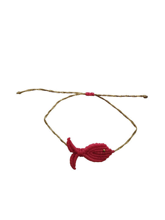 Bracelet with macrame technique red fish