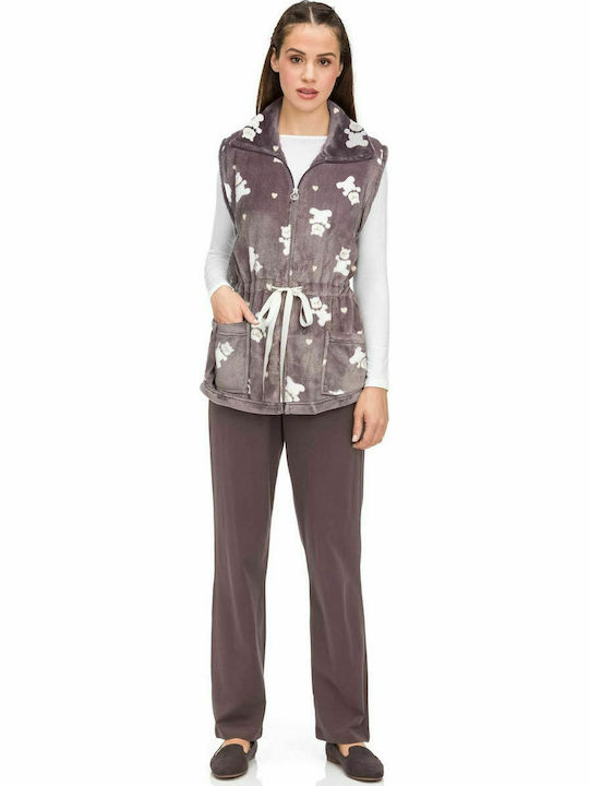 Vamp Winter Women's Fleece Pyjama Jacket Gray