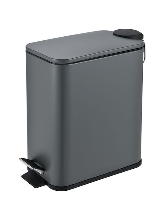 Eurocasa Metallic Toilet Bin with Soft Close Lid 5lt Gray