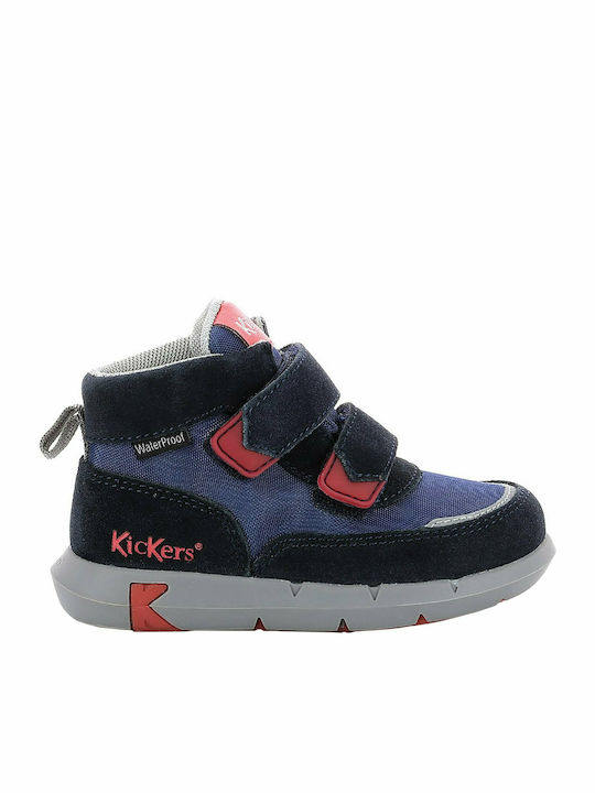 Junibo Παιδικά Sneakers High Ανατομικά με Σκρατς Navy Μπλε