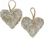 Christening Favor with Pillow Heart Ecru made of Fabric Μ8313