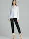 Lenitif L089 Women's Blouse Long Sleeve with Zipper White