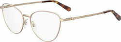 Moschino Metal Eyeglass Frame Cat Eye Rose Gold MOL587 FWM