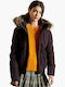 Everest Kurz Damen Puffer Jacke mit pelziger Kapuze für Winter Lila
