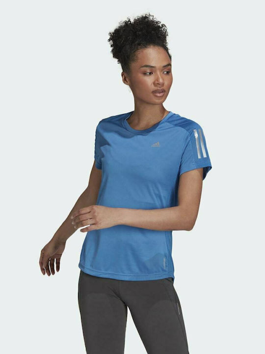 Adidas Own Run Γυναικείο Αθλητικό T-shirt Fast Drying Focus Blue