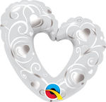 Balloon Foil Valentine's Day Heart White 41cm